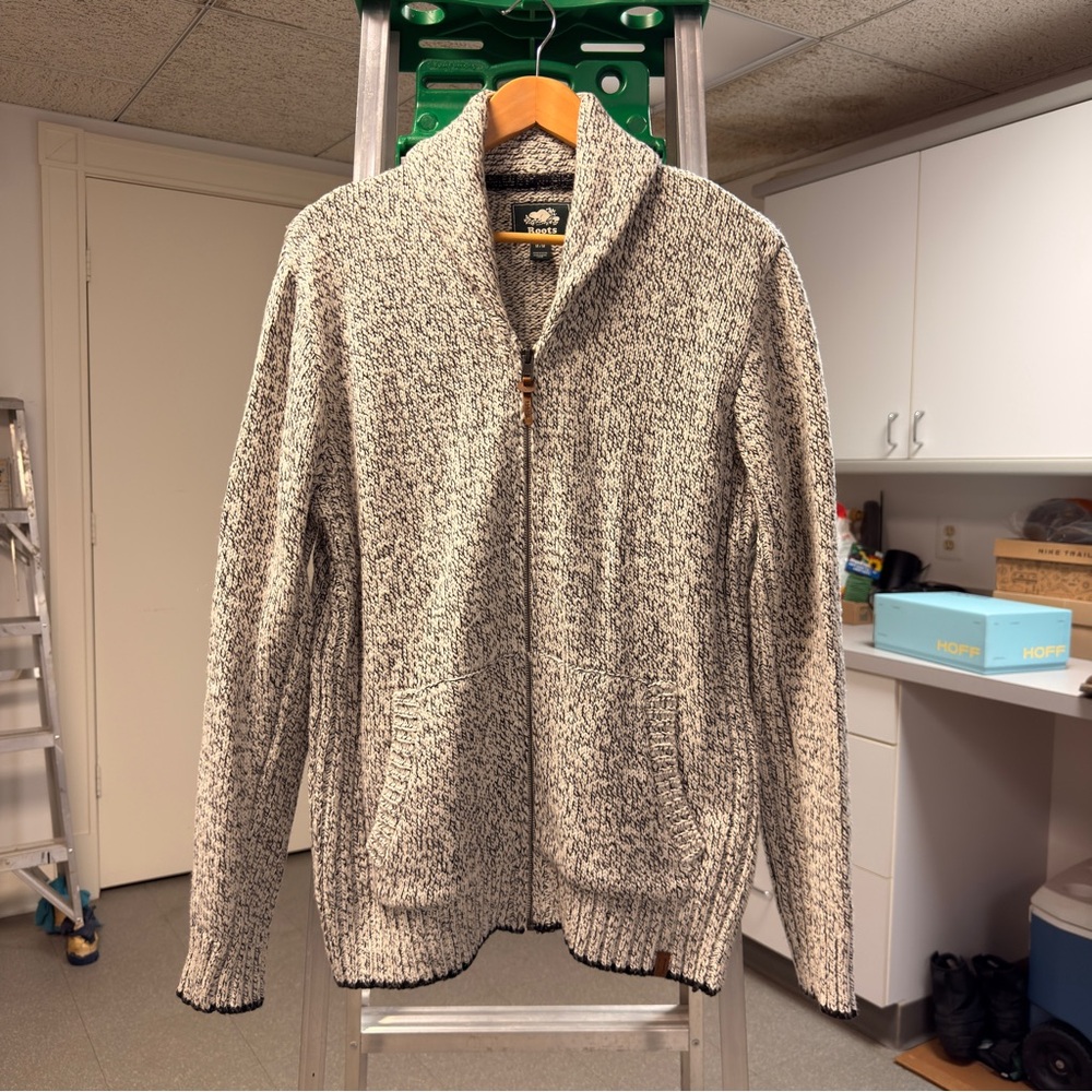 Roots Men's Zip Up Shawl Collar Cardigan Sweater